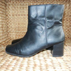 Black Leather Zip Booties - 7